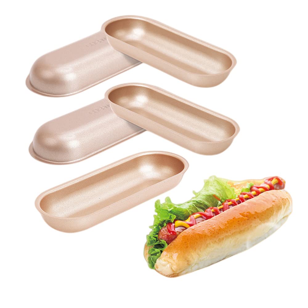 Xzjmy Confezione Da 5 Mini Teglie Da Forno Antiaderenti, In Acciaio Al Carbonio, 17,8 Cm, Per Hot Dog Fai Da Te, Stampi Per Pane-image