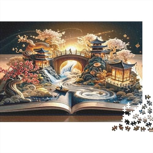 Puzzle Mondo Libro Fantastico 1 Carta Premium Ecologico Dettagliato Stimolante Decorativo Puzzle Libro Magico Giappone Adulti 38x26cm 1000pz