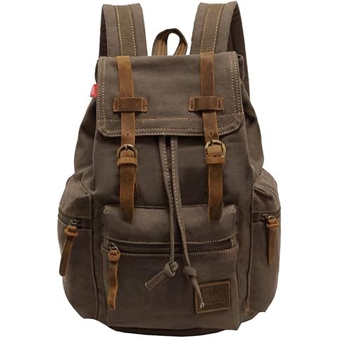 School Backpack,Casual Leather Backpack,Vintage Canvas Rucksack,Laptop Backpack,Travel Outdoor Shouder Bag,Travel Hiking Casual Daypack for Men Women(Brown) Cover