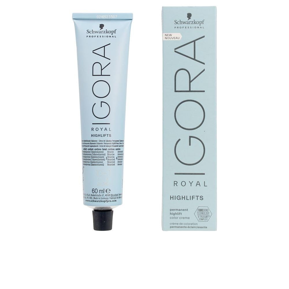 Schwarzkopf Igora Royal 10-1 Ultrablond Cendré Highlifts 60ml, For Highlighted Hair, Provides Highlights, Permanent, Light Blonde