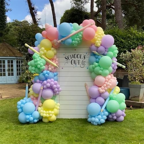 Image of Pastel Rainbow Balloons, 60Pcs Colorful Macaron Pink Orange Yellow Green Blue Purple Balloons Birthday Decor, 12 Inch Multicolor Assorted Colors Latex Balloon for Wedding Baby Shower Party Decorations