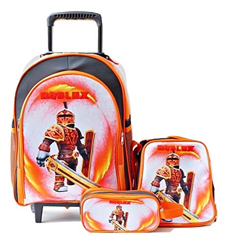Mochila Roblox Cavaleiro Rodinhas Lancheira Estojo
