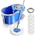 Masthome Spin Mop und Eimer Bodenwischer und Eimer mit Auswringer, 5 Mikrofaser-Wischmoppköpfe und 1 Bodenreinigungsbürste für die Bodenreinigung, 12 l