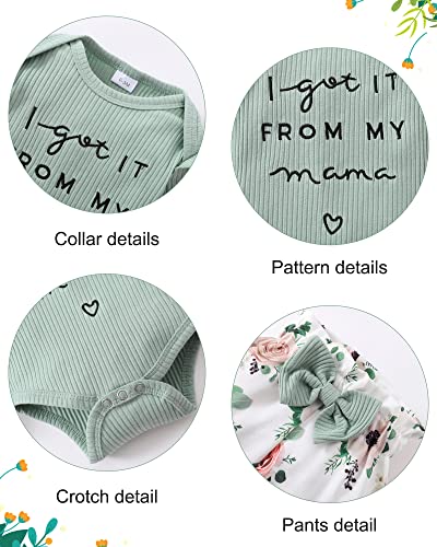 Image of DISAUR Baby Girls Clothes Newborn Infant Baby Girls Outfit Long Sleeve Ruffle Romper Floral Pants Headband Sets 0-18 Months