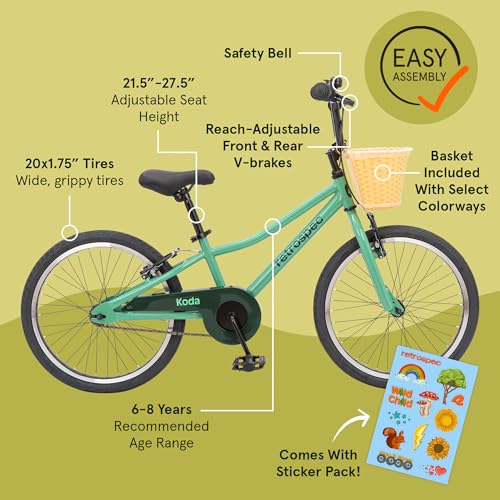 Image of Retrospec Koda Plus Kids Bike for Boys & Girls Ages 6-8 Years - Children's Bicycle, Adjustable Seat & Handlebars