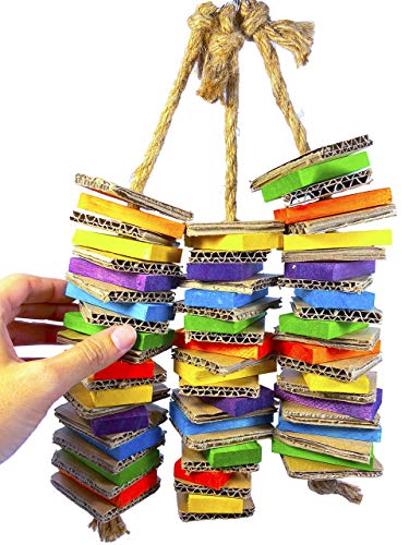 Birds LOVE Chew-Tastic Triple Tower of Shredded Fun Medium Bird Toy for African Grey Conures Sun Conures Caiques Senegals Small Cockatoos Quakers and Similar Small to Medium Sized Birds