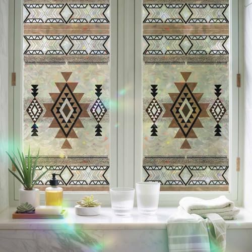 Película para ventana decorativa Stained Glass Brown 19.6x39.3 in miniatura 4