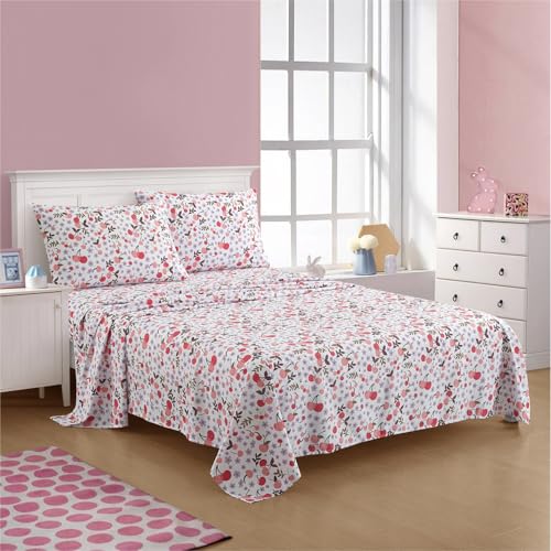 Urban Lifestyle 4 Piece Sheet Set, Including Top Sheet, Fitted Sheet and 2 Pillow Cases, Cherry Print, Full by Urban Lifestyle - Used condition - Image 5