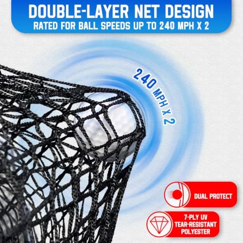 7x7ft Golf Practice Hitting Net with Striking Net & 3-Zone Chipping Net - 4