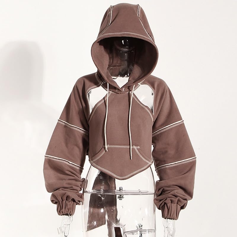 Pooyikoi Crop Hip Hop Hoodies Women Pullover Spring Autumn Cutout Backless Bandage Short Hooded Sweatshirt Tracksuit - Image 3