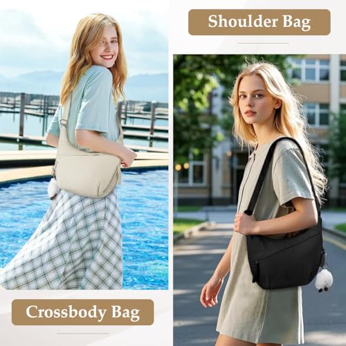 Aucuu Crossbody Bag Damen Umhängetasche, Halbmond Crossbody Bag, Cord Tasche Casual Schultertasche, Hobo Halfmoon Bag mit Verstellbarer Schultergurt, Bauchtasche Damen für Arbeit Reisen Alltag