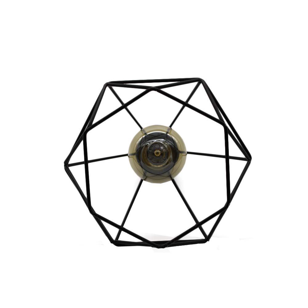 STOEX Suspension Industrielle Vintage Cage Dimant, Lampe de Plafond Barre 3 Luminaire Métal Lustre Abat-Jour E27 Noir