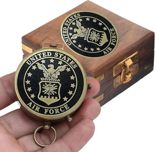 Brújula Militar U.S. Air Force con Estuche de Cuero - Regalo de Apreciación Militar para Hombres y Mujeres miniatura 2