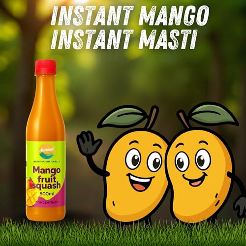 Image of Nutrinat Alphonso Mango Squash, 500ml, (Pack of 1), Fruit Juice Concentrate