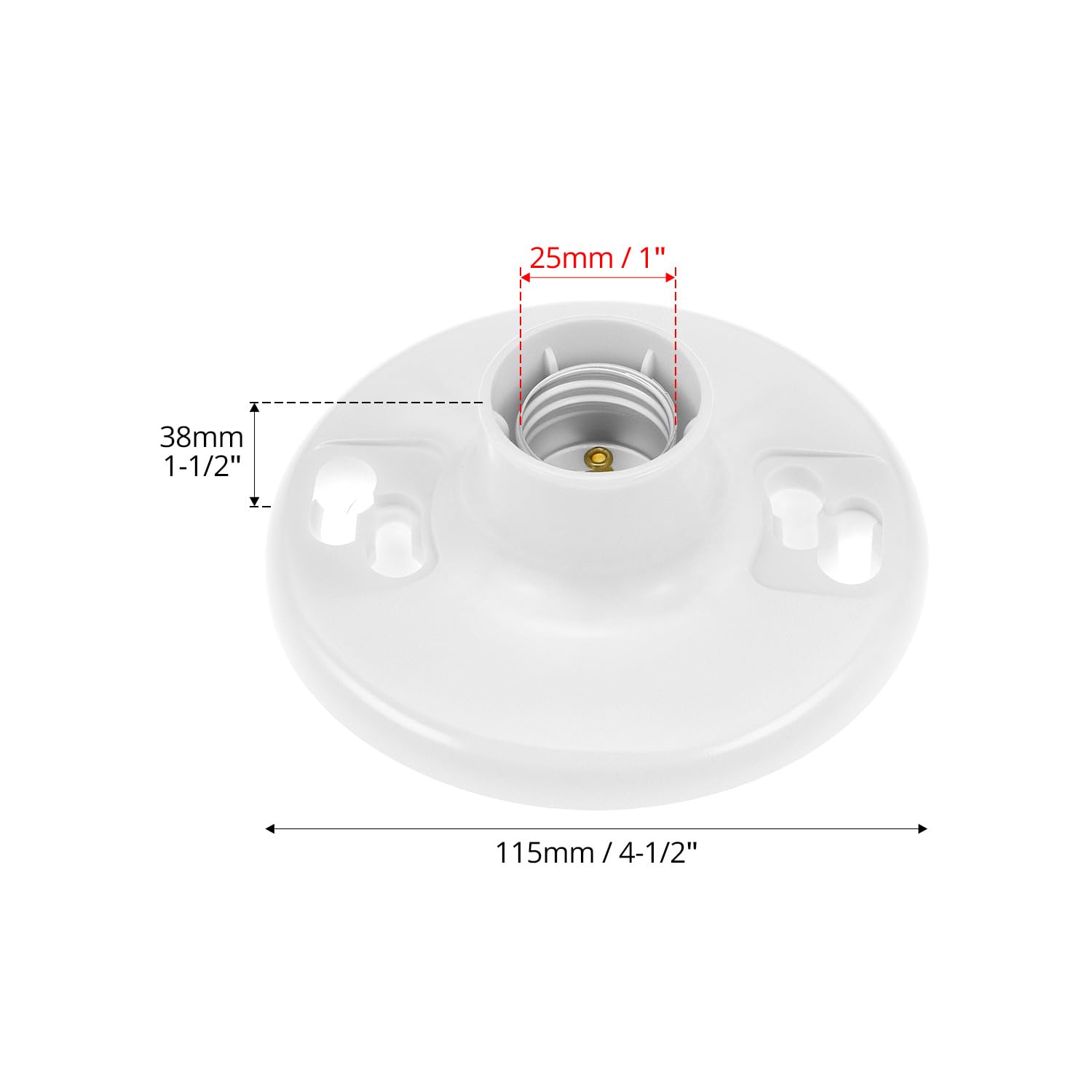 QWORK 6 Pack Lamp Holder E26 Medium Base, White Ceiling Light Sockets for Incandescent & LED Bulbs, 600V/660W