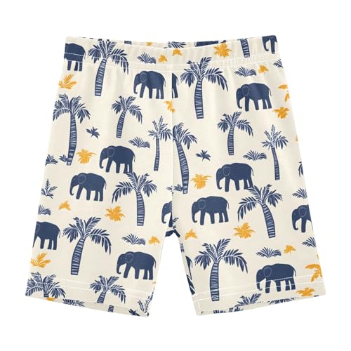 Palm Trees Simple Elephants Girls Shorts Elastic Waist Sports Shorts Girls Leggings Pants for 4-10 Years