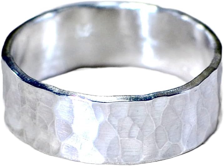 Hammered Sterling Silver Ring Handmade to Blend Bright Sparkle and Rustic Styling