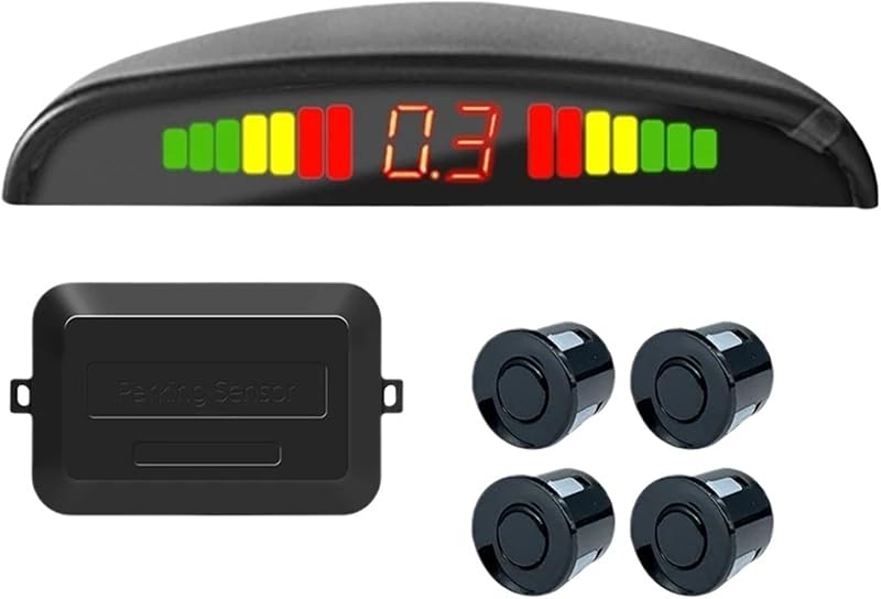 Car L-ed Parking Sensor Kit 4 Sensors 22mm Reverse Radar Sound Alert 8 Colors(Black)