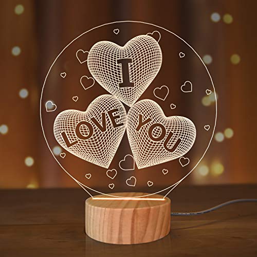 N / A I Love You 3D Luce Notturna LED Illusione Cuore Lampada da...