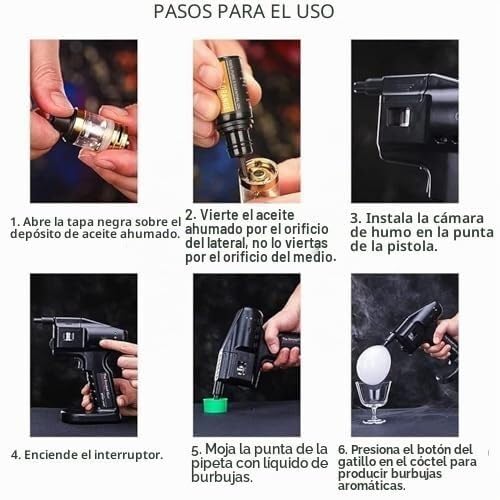 Przenośny pistolet dymny do koktajli, mięsa, ryb i warzyw | Wędzarnia USB bąbelki: zimny dym do mięsa, ryb, sera, koktajli. Idealny bar, piknik, prezent.
