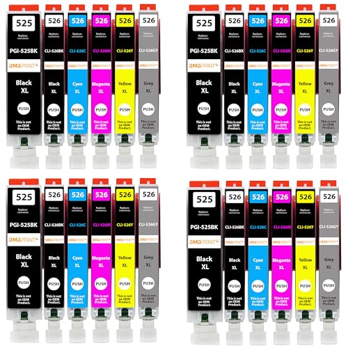 Amaprint 24 XL Cartouches Compatible avec Canon PGI 525 CLI 526 pour Pixma MG6150 MG6250 MG8150 MG8240 MG8250