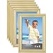 Icona Bay 4x6 Picture Frames (6 Pack, Gold) Picture Frame Set, Wall Mount or Table Top, Set of 6 Inspirations Collection
