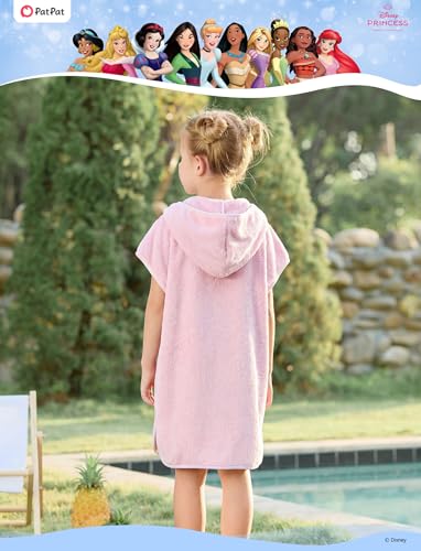 Image of Disney Marvel Princess Frozen Stitch Elsa Girls Hooded Swim Cover Up for Swimsuit Bathing Suit Swimwear Pocket 4-7 Years