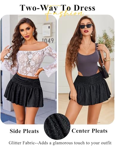 Avidlove Women Ruffle Skirt Ruched Waist Short Skirts Sexy Glitter Skirt Mini Lingerie Skirts3