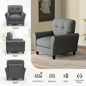 Giantexmodernmidcenturyaccentchairlinenlivingroomchairwithtuftedback7thickcushionmaxload400lbsupholsteredarmchairwithnonslipfootpadsclubchairforbedroomgrey Urban Country Home Decor Giantex modern mid century accent chair linen living room chair with tufted back 7 thick cushion max load 400 lbs upholstered armchair with non slip foot pads club chair for bedroom grey urban country home decor