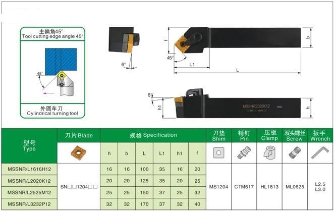 Portapunta de torno MSSNR2525M12 para insertos SNMG carburo miniatura 2