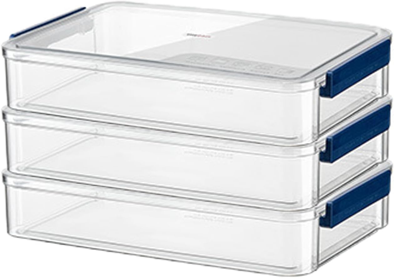 A4 Scrapbook Paper Storage, Photo Storage Box, Plastic File Box (3Pack, Large, Blue)