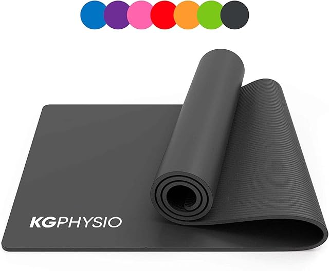 KG Physio Exercise Mat - Thick Exercise Yoga Mat Ideal for HIIT, Pilates, Yoga and Home Workouts - Strap Included