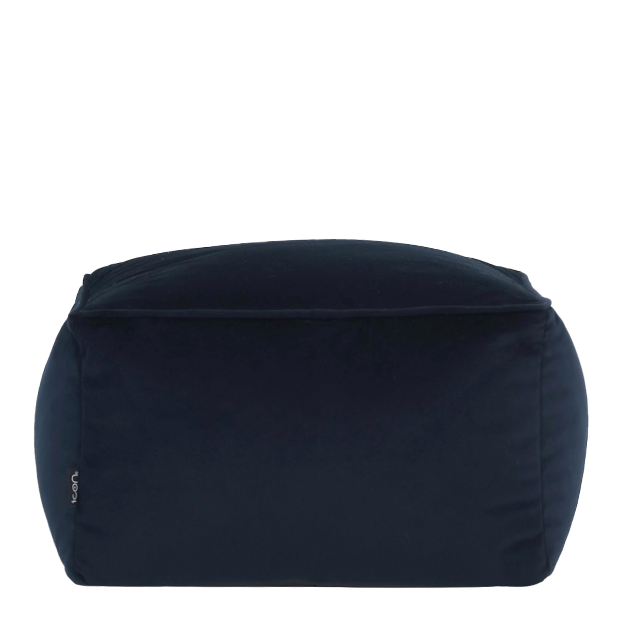 Icon Amara Hocker, Dunkelblau, Flauschiger Samt Stoff, Samt Sitzsack, Sitzpuff, Pouf Hocker mit Füllung, Fußhocker für das Wohnzimmer, Deko Wohnzimmer