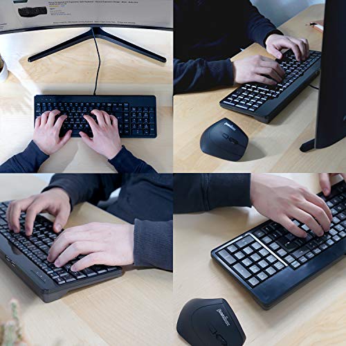 Image of Perixx PERIBOARD-220H US, Wired Compact USB Keyboard with 2 Hubs - Build-in Numeric Keypad - Black - US English