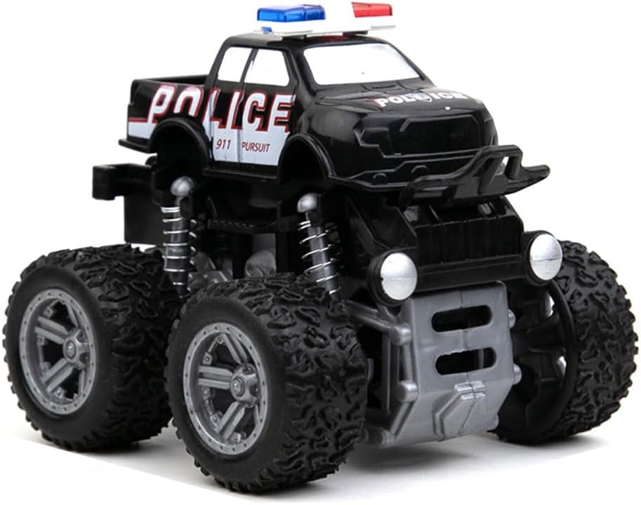 Toddler Car Toys Drive Vehicle Model Return Cycle Pull Back Truck Vehicle Funny Kids Racing Car Toys Rolling Over Cyclotron Turn Around Turn Back CRV Pull-up Car Toys (Police car)