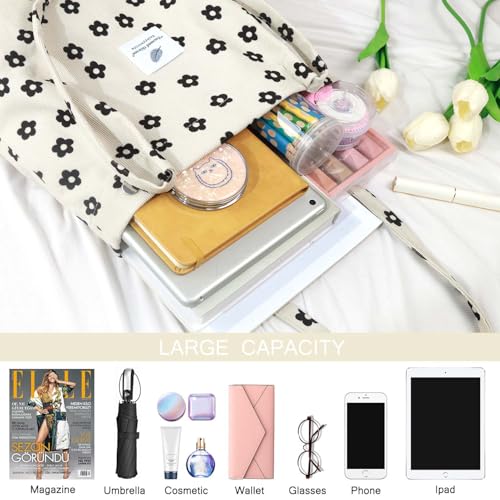 Image of Ayieyill Corduroy Tote Bag for Women Canvas Shoulder Cord Purse with Inner Pocket