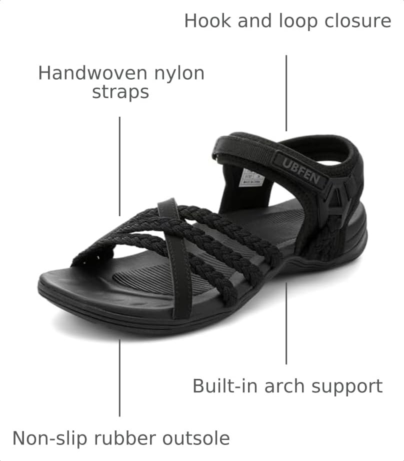 Image of UBFEN Womens Hiking Sandals Outdoors Water Sport Arch Support | Comfortable Adjustable Ankle Strap, Lightweight Suitable for Beach, Travel, Golf and Daily Wear