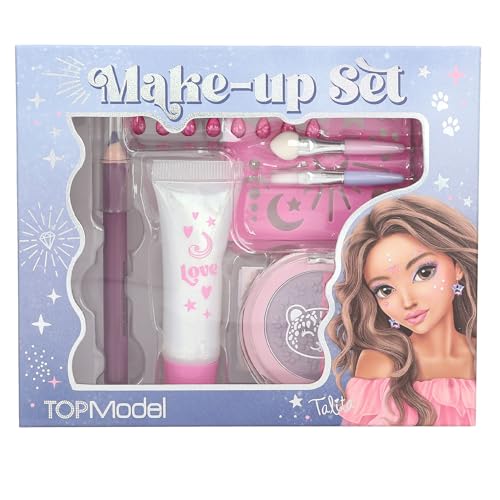 Depesche 13956 TOPModel - Schmink Set Beauty and Me in Pink- und Lilatönen inkl. Make-Up Stift Glitzergel Dekosteine UVM.