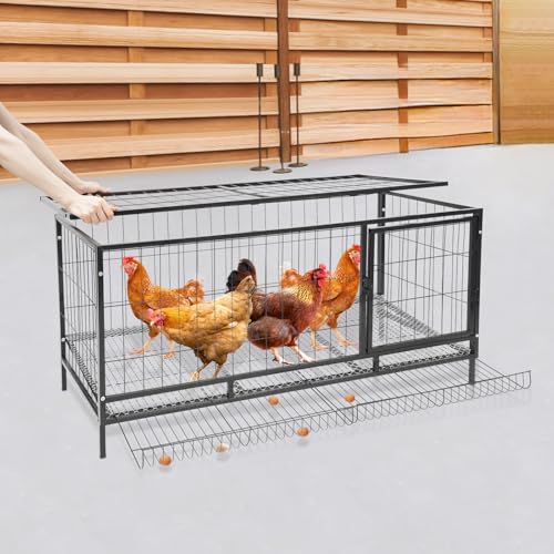 Gallinero para 10 gallinas, jaula exterior de hierro con pajarera abierta y desmontable, todo en uno, gallinero con corral, jaula de gallinas con nido, 120 * 58 * 62 cm