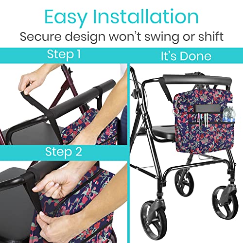 Vive Rollator Bag - Universal Travel Tote For Carrying Accessories On Wheelchair, Rolling Walkers, Transport Chairs, Mobility Scooters - Lightweight Handicap Medical Mobility Aid - For Women, Seniors #TOP3