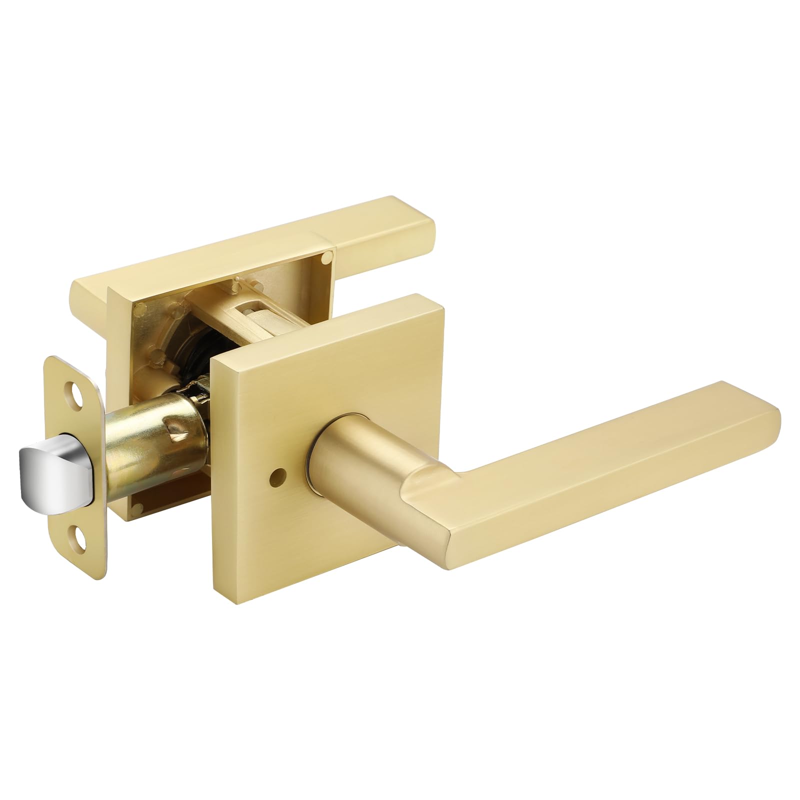 Poignée de porte intérieure en or brossé au design contemporain
