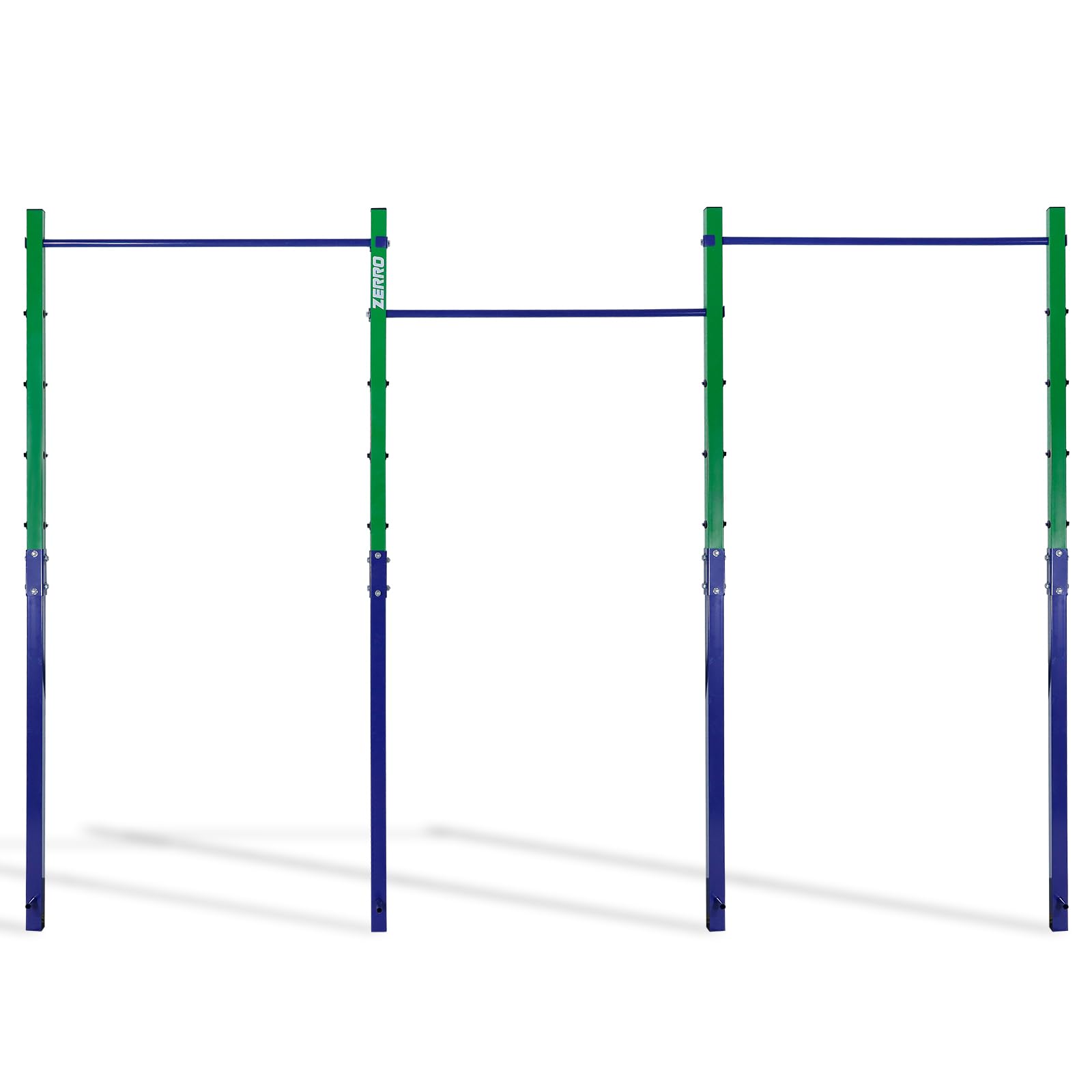 ZERRO Barre de Gymnastique Jardin Charge 150 kg, Barre asymétrique Gymnastique, Barre d'escalade réglable en Hauteur pour Usage extérieur en Vert-Bleu