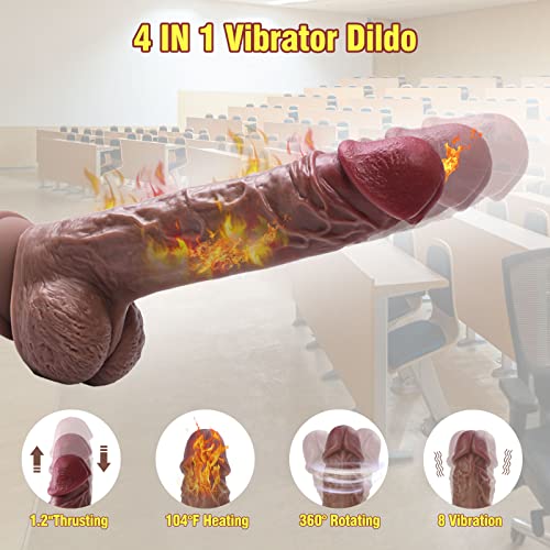 Thrusting Vibrator Dildo With Heating - 8.7" Realistic G Spot Vibrators Clitoral Anal Stimulator With 8 Vibrating Pleasure Modes With Strong Suction Cup Base, Adult Sex Toy & Games For Women Couple #TOP1