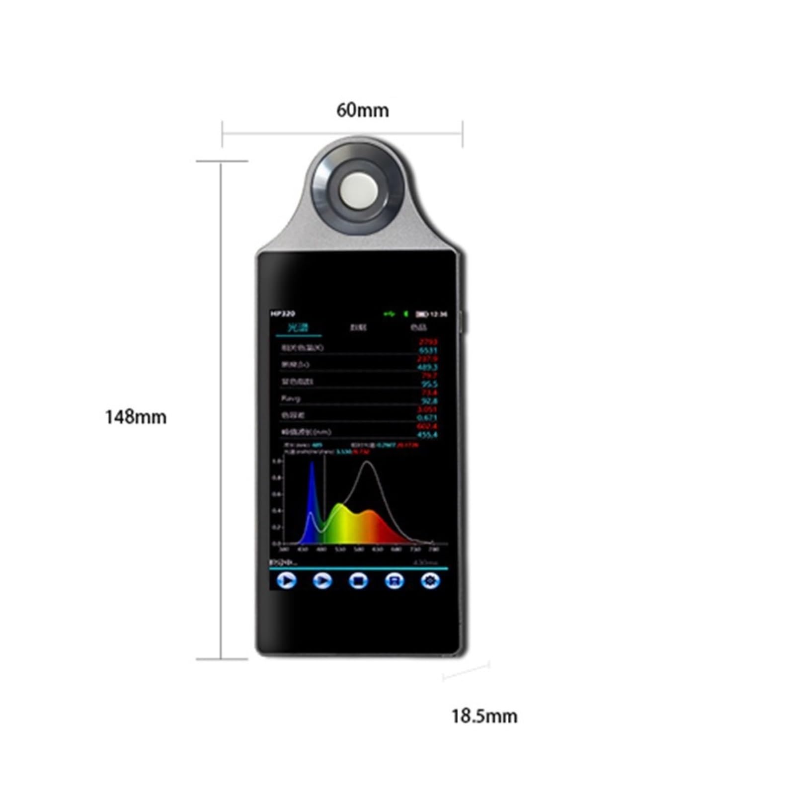 Światłomierz, Inteligentny bezprzewodowy spektrometr HP330, miernik światła Bluetooth CCT CRI Tester