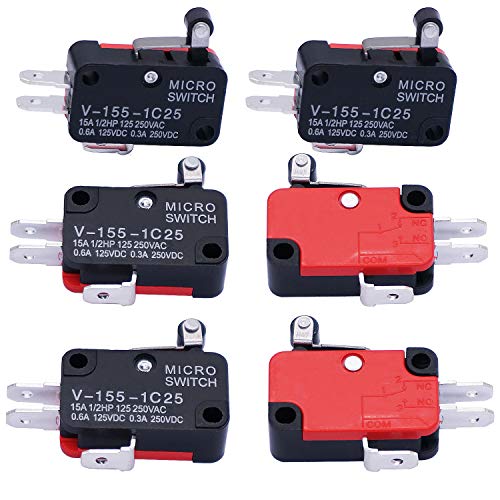 Twidec/6Pcs Micro Limit Switch Short Hinge Roller Lever Arm Switch for Arduino V-155-1C25