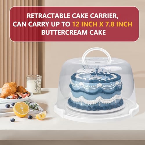 TMRIOPELP Tall Cake Carrier with Lid and Handle Insulated Cake Container Cake Transport Carrier Ideal for Pies Cupcakes and Pastries Perfect for Safe and Secure Cake Delivery (Red, 12 inch) by Tmrioplep - Used condition - Image 3