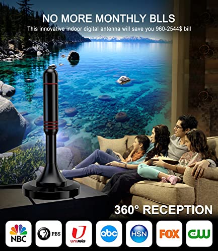 Tv Antenna, Digital Tv Antenna Indoor For Smart Tv, 360° Reception & 2023 Amplifier Signal Booster Hdtv Antenna, Long Range Reception - Support 4K 1080P Fire Tv Stick And All Tv's - 18Ft Coax Cable #TOP1