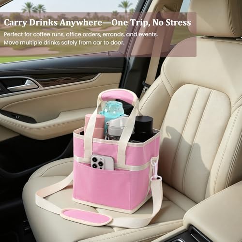 YFGBCX 4 Compartment Drink Carrier Bag Insulated Tumbler Caddy with Handle and Shoulder St - image 7