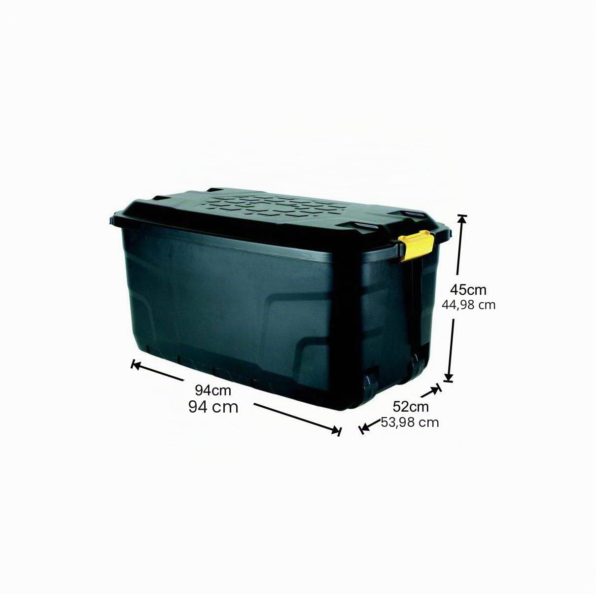 Strata Robuste Aufbewahrungsbox mit Rollen, 145 L, Schwarz, 94 x 52 x 45 cm