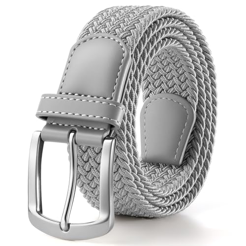 Image of SUOSDEY Men Stretch Braided Belt, Elastic Belt for Jeans Pants Casual Golf Belt 1 3 /8 inch